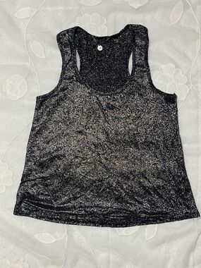 BKE Black Glitter Racerback Tank